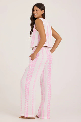 OD Pink Tribal Front Tie Vest Top - The Salty BabeTop