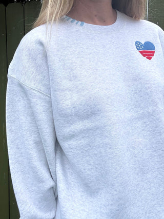 OD USA Embroidered Crew Sweatshirt - Ash Grey - The Salty BabeSweatshirt