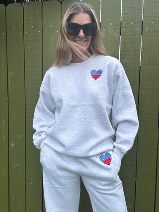 OD USA Embroidered Crew Sweatshirt - Ash Grey - The Salty BabeSweatshirt