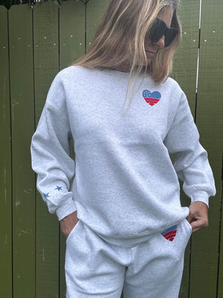 OD USA Embroidered Crew Sweatshirt - Ash Grey - The Salty BabeSweatshirt