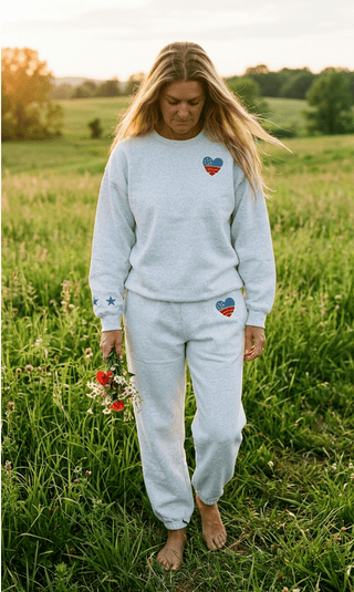 OD USA Embroidered Crew Sweatshirt - Ash Grey - The Salty BabeSweatshirt
