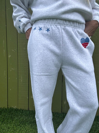 OD USA Embroidered Sweatpant - Ash Grey - The Salty BabeFleece Pants