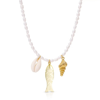 Off the Hook Station Charm Pearl Necklace - The Salty BabeJewelry