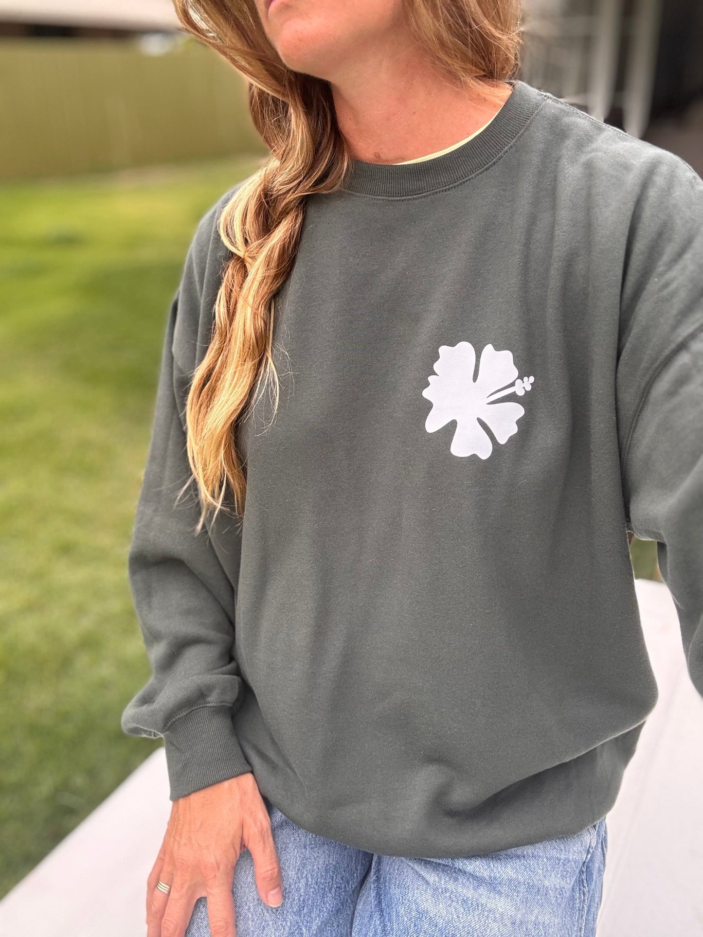 OMMS Hibiscus Crewneck Sweatshirt - The Salty BabeFleece Tops