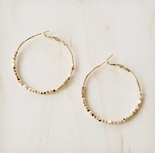 Opulent Gold Beaded Texture Hoop Earrings - The Salty BabeJewelry