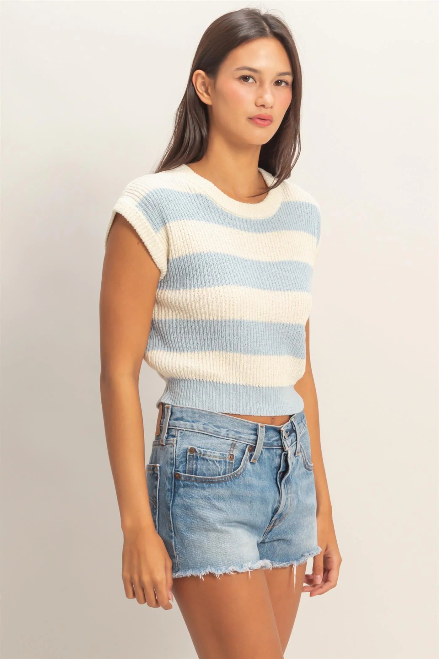 Blue and White Striped Top - Salty Babe Tops