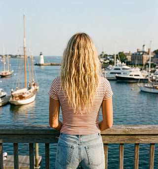 Pamela Striped Anchor Beaded Tee - The Salty BabeTop