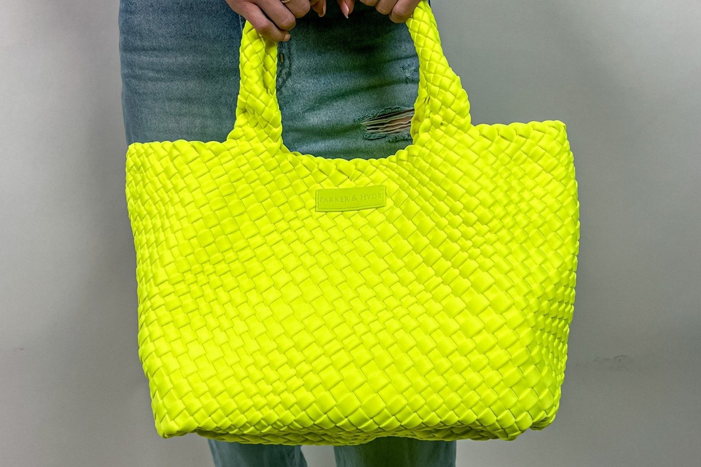 PARKER & HYDE Classic Woven Tote - Neon Yellow - The Salty BabeBags