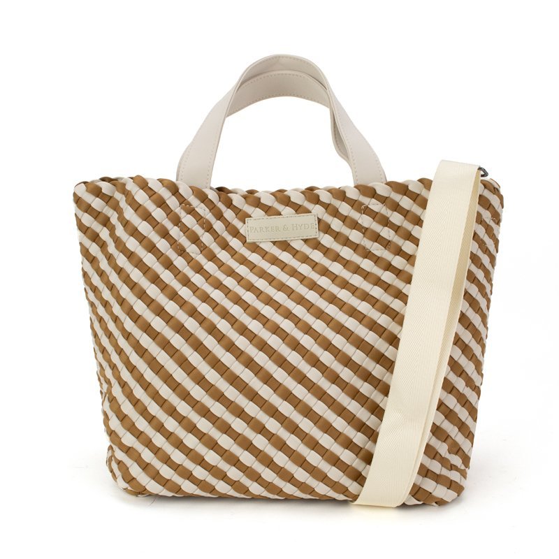PARKER & HYDE Hampton Classic Wove Tote Bag - Camel/Bone - The Salty BabeBags