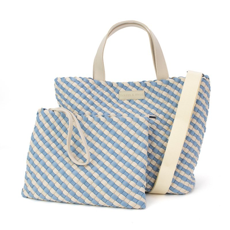 PARKER & HYDE Hampton Classic Wove Tote Bag - Denim/Bone - The Salty BabeBags