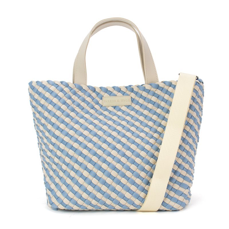 PARKER & HYDE Hampton Classic Wove Tote Bag - Denim/Bone - The Salty BabeBags