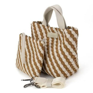 PARKER & HYDE Hampton Woven Mini Tote Bag - Camel/Bone - The Salty BabeBags