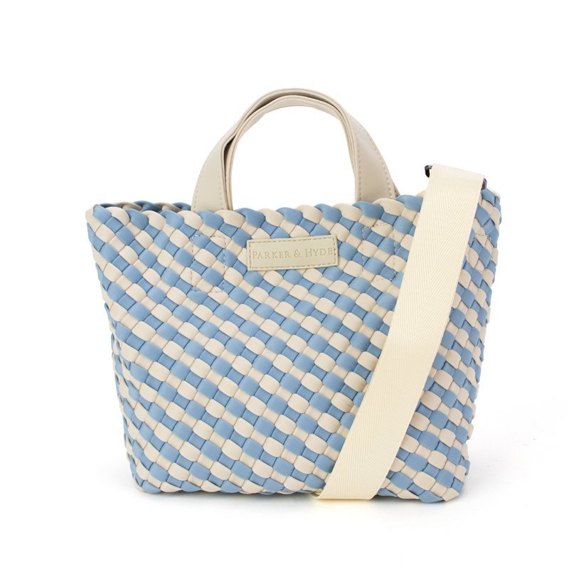PARKER & HYDE Hampton Woven Mini Tote Bag - Denim/Bone - The Salty BabeBags