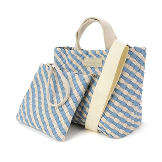 PARKER & HYDE Hampton Woven Mini Tote Bag - Denim/Bone - The Salty BabeBags