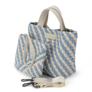 PARKER & HYDE Hampton Woven Mini Tote Bag - Denim/Bone - The Salty BabeBags