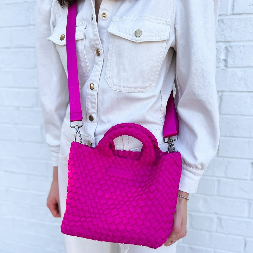 PARKER & HYDE Mini Woven Tote Bag - Berry - The Salty BabeBags