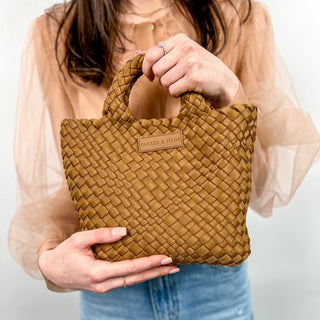 PARKER & HYDE Mini Woven Tote Bag - Camel - The Salty BabeBags