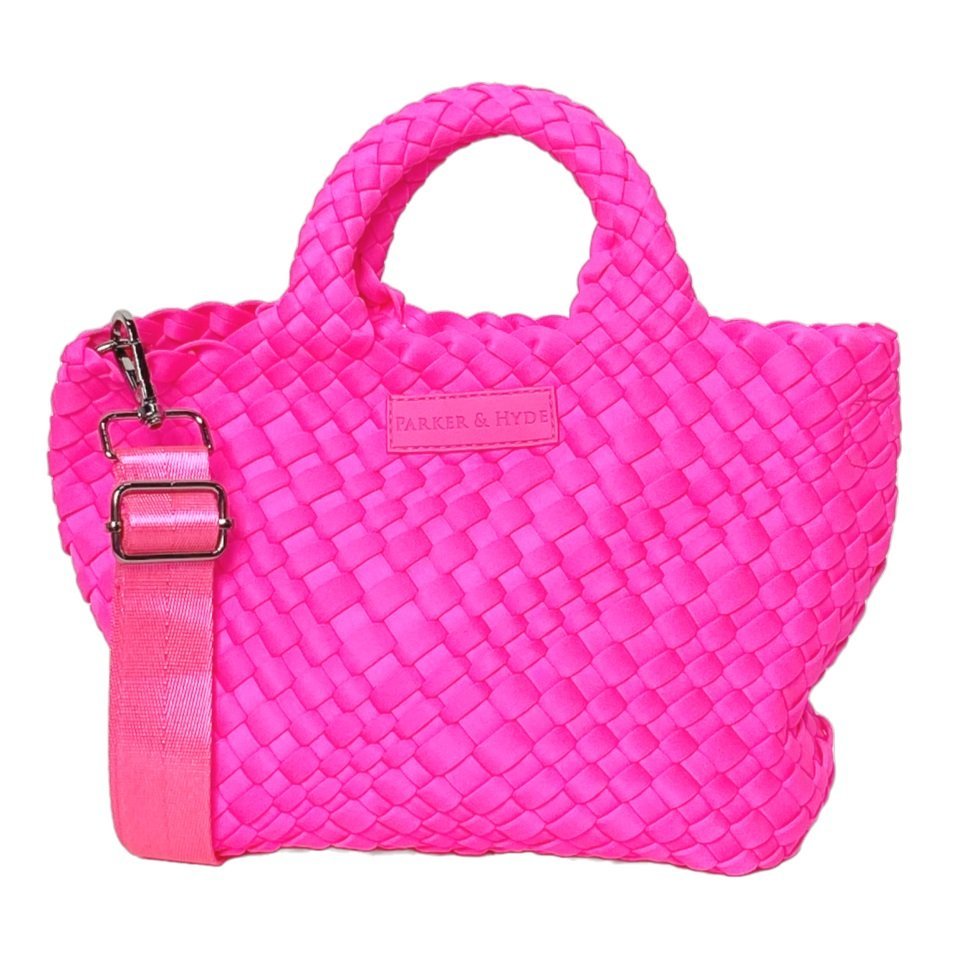 PARKER & HYDE Mini Woven Tote Bag - Neon Pink - The Salty BabeBags