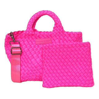 PARKER & HYDE Mini Woven Tote Bag - Neon Pink - The Salty BabeBags