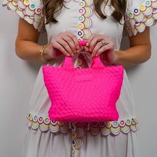 PARKER & HYDE Mini Woven Tote Bag - Neon Pink - The Salty BabeBags