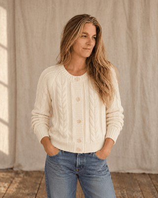 Pendleton Woolen Mills PENDLETON Cotton Cable Cardigan - Ecru (view 4) | Après Sea Ranch