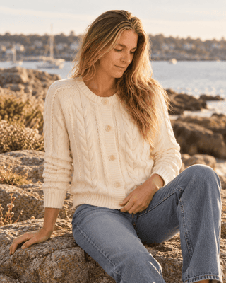 Pendleton Woolen Mills PENDLETON Cotton Cable Cardigan - Ecru (view 2) | Après Sea Ranch