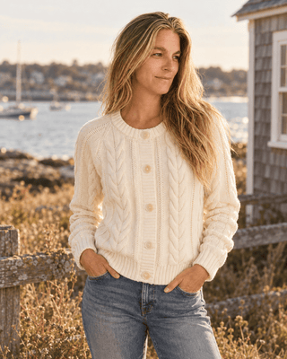 Pendleton Woolen Mills PENDLETON Cotton Cable Cardigan - Ecru | Après Sea Ranch