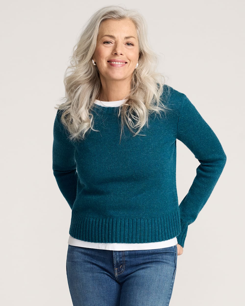 PENDLETON Relaxed Shetland Collection Crew Sweater - Deep Teal Heather - The Salty BabeSweaters