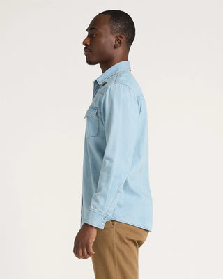 Pendleton Woolen Mills PENDLETON Salmon Embroidered Denim Gambler Shirt - Light Blue — Mens (view 3) | Après Sea Ranch