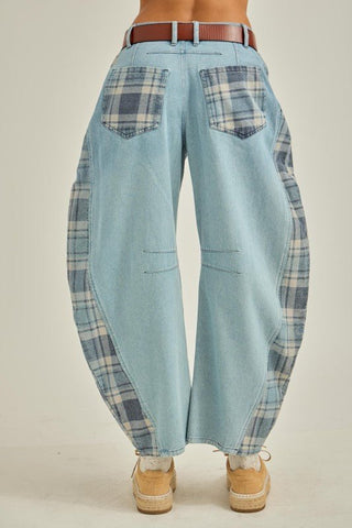 Plaid Play Barrel Jeans - The Salty BabeDenim Pants