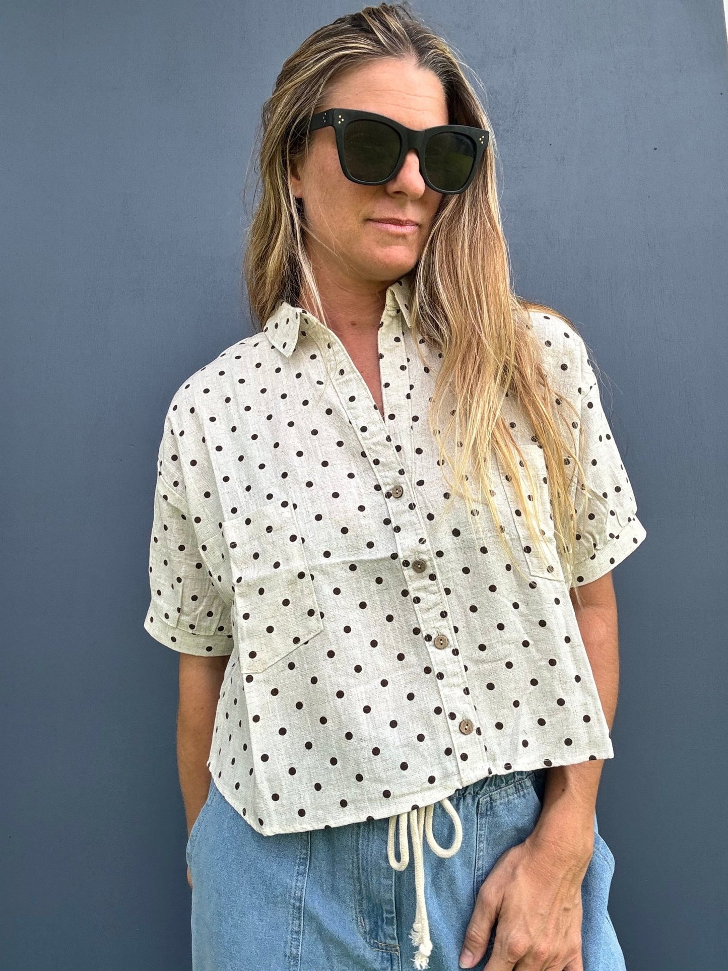 Polkas & Dots Button Up Shirt - The Salty BabeTop