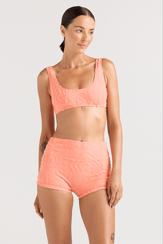 POOLSIDE PARADISO Mai Tai Crop Bikini Top - Coral - The Salty BabeSwim Tops