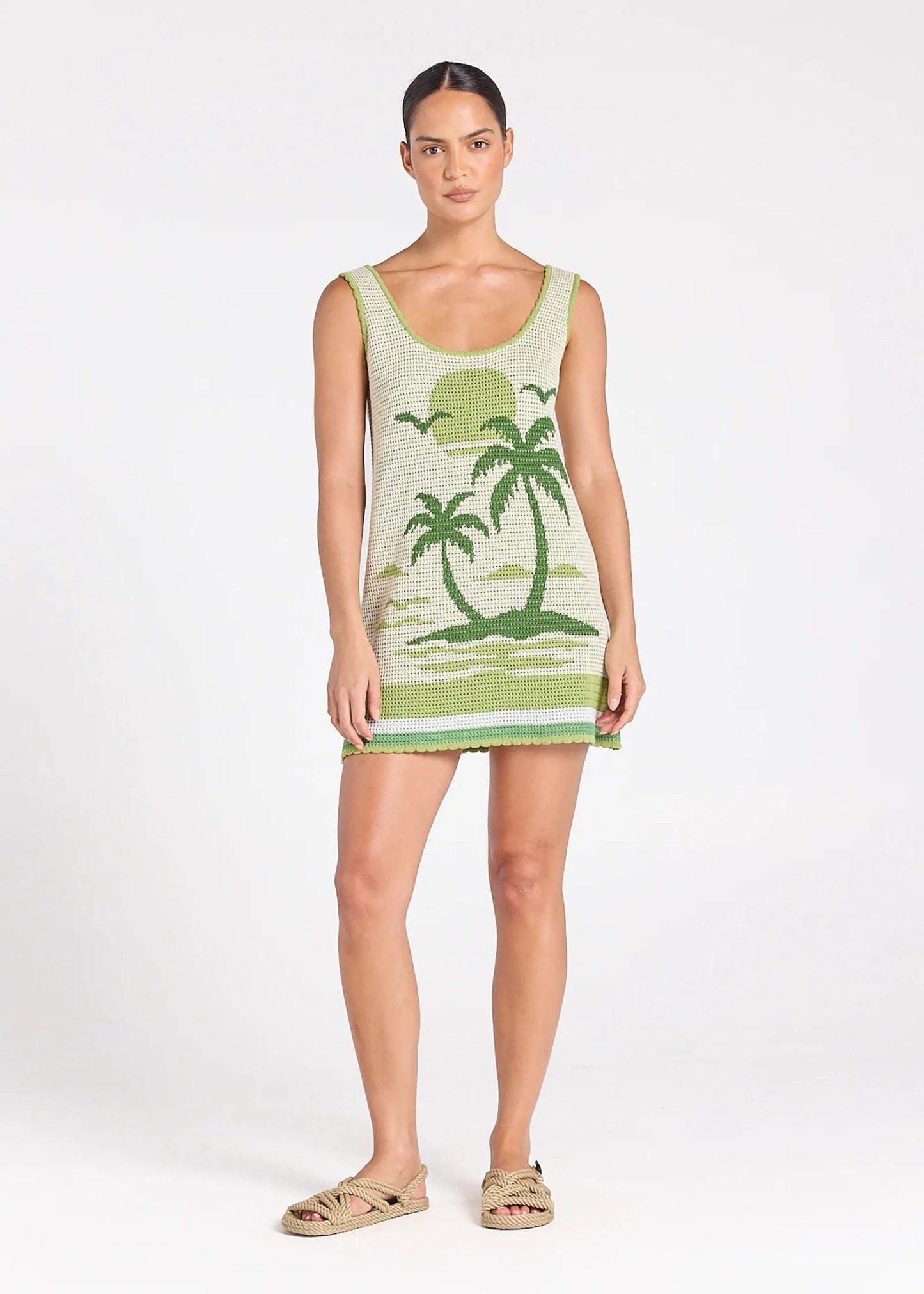 POOLSIDE PARADISO Palm Beach U Crochet Knit Dress - Palm S/8 POOLSIDE PARADISO Palm Beach U Crochet Knit Dress - Palm S/8