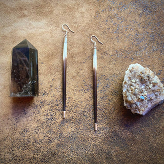Porcupine Quill Earrings - Long, Black/Brown & Ivory, Silver - The Salty BabeJewelry