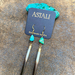 Porcupine Quill & Turquoise Earrings, Real Turquoise & Quill - The Salty BabeJewelry