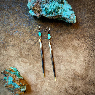 Porcupine Quill & Turquoise Earrings, Real Turquoise & Quill - The Salty BabeJewelry