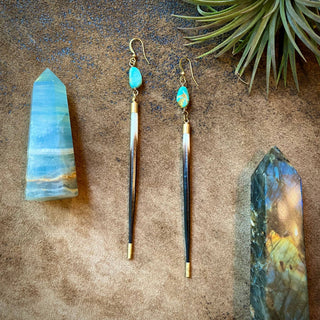 Porcupine Quill & Turquoise Earrings, Real Turquoise & Quill - The Salty BabeJewelry