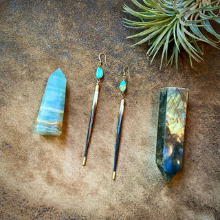 Porcupine Quill & Turquoise Earrings, Real Turquoise & Quill - The Salty BabeJewelry