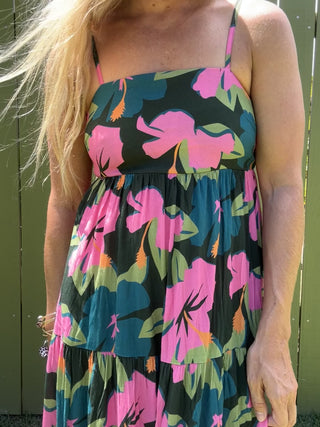 geo floral maxi dress