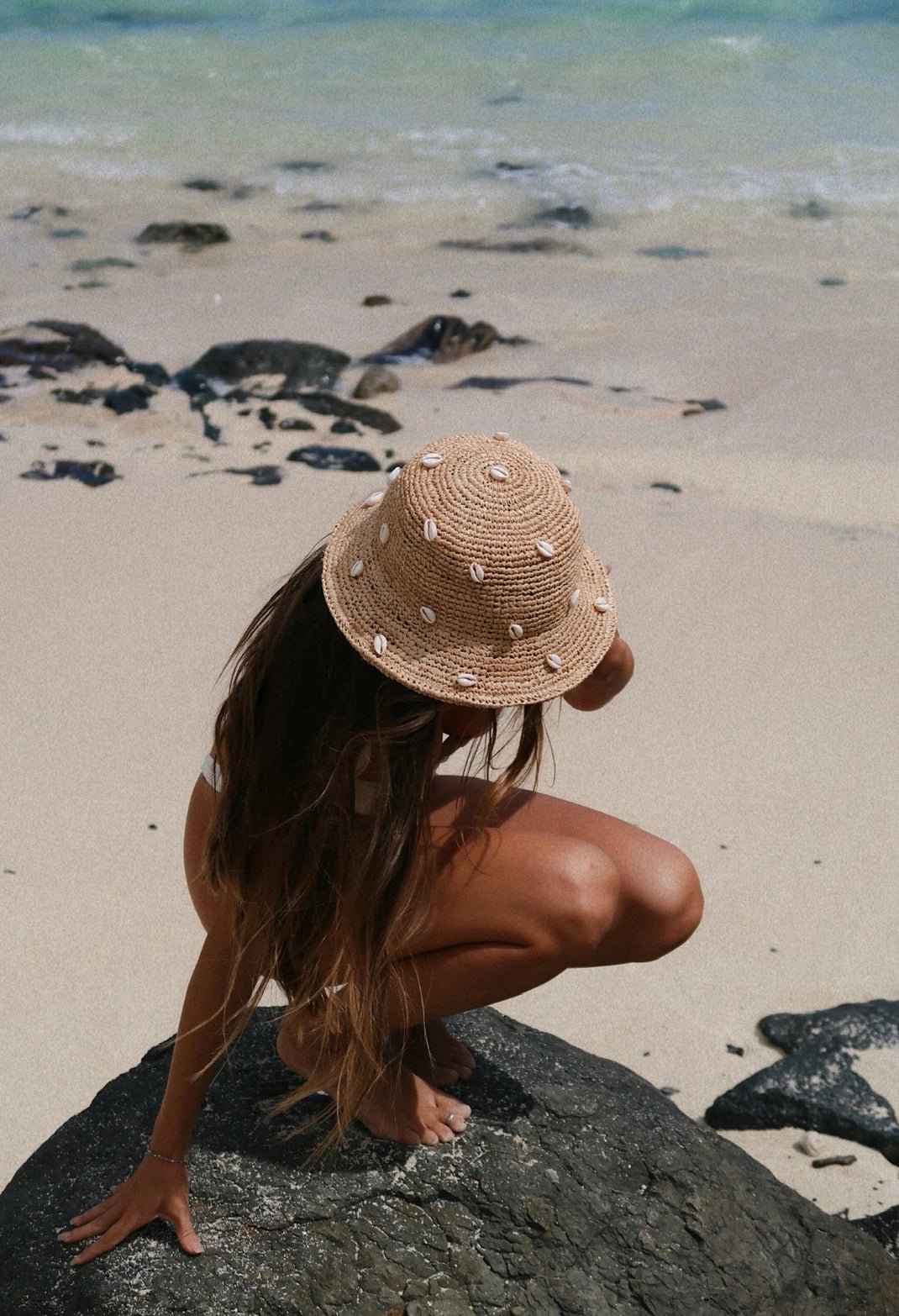 Puka Dot Cowry Shell Raffia Bucket Hat - The Salty BabeHats