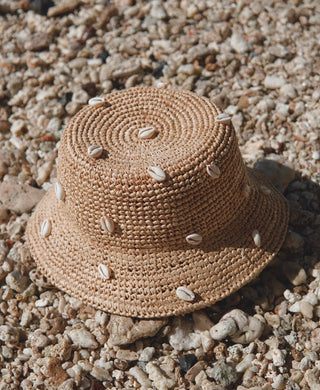 Puka Dot Cowry Shell Raffia Bucket Hat - The Salty BabeHats