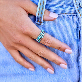 PURA VIDA Mixed Bead Stretch Ring Set - The Salty BabeRings