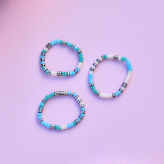 PURA VIDA Mixed Bead Stretch Ring Set - The Salty BabeRings