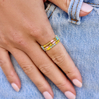 PURA VIDA Mixed Bead Stretch Ring Set - The Salty BabeRings