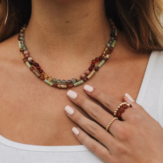 Raw Baltic Sea Amber & Stone Rainbow Necklace | The Salty Babe