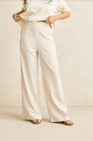 RHTHYM Linen Whip Stitch Wide Leg Pant - Natural - The Salty BabePants