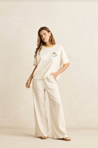 RHTHYM Linen Whip Stitch Wide Leg Pant - Natural - The Salty BabePants