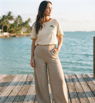 RHTHYM Linen Whip Stitch Wide Leg Pant - Natural - The Salty BabePants