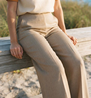 RHTHYM Linen Whip Stitch Wide Leg Pant - Natural - The Salty BabePants