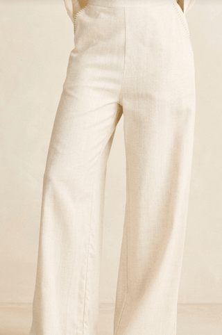 RHTHYM Linen Whip Stitch Wide Leg Pant - Natural - The Salty BabePants